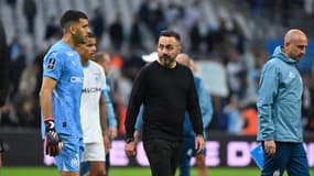 Geronimo Rulli (à gauche) et Roberto De Zerbi après le match Angers-OM (1-1, L1), le 4 octobre 2024