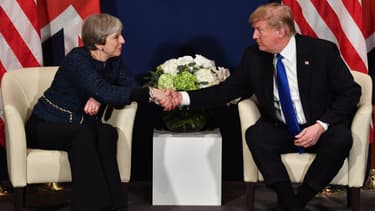 Theresa May et Donald Trump à Davos, le 25 janvier 2018.