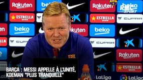 Barça : Messi appelle à l'unité, Koeman "plus tranquille" 