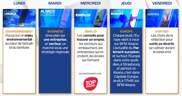 Les émissions thématiques de BFM Alsace. Les émissions thématiques de BFM Alsace.