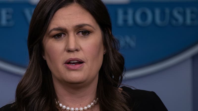 Sarah Huckabee Sanders lors de la conférence de presse du 14 juin à la Maison Blanche.