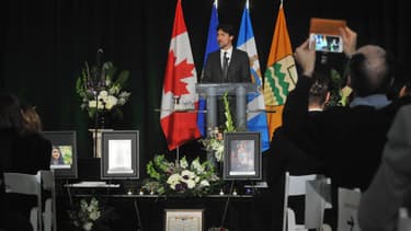 Justin Trudeau lors d'un hommage aux victimes.