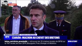 Emmanuel Macron sur la tempête Ciarán: "Je veux d'abord avoir une pensée pour les familles des deux compatriotes qui sont décédés"