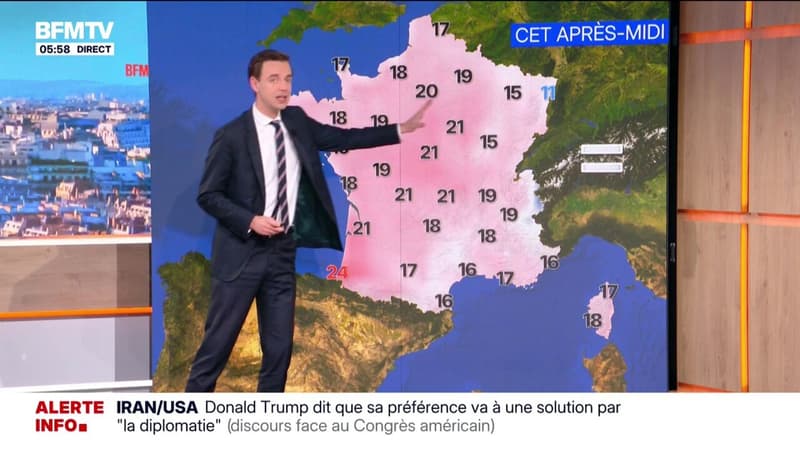 Du soleil sur l'ensemble du territoire, un temps nuageux dans le sud-est... La météo du mercredi 25 février