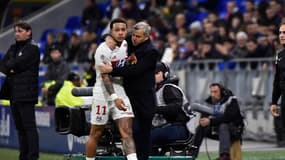 Bruno Genesio et Memphis Depay lors de leur aventure commune à l'OL