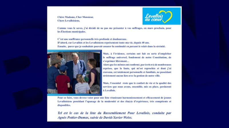 La lettre adressée par Patrick Balkany aux Levalloisiens.
