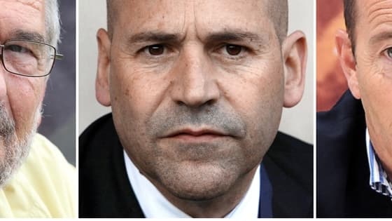 Trois des principaux acteurs du mauvais film actuellement joué en Ligue 2 : Jean-Pierre Fortin (Caen), MIchel Moulins (hommes d'affaires) et Jean-Marc Conrad (Nîmes), de gauche à droite.
