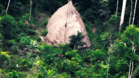 Une cabane appartenant à une tribu indigène, dévouverte en Amazonie brésilienne en 2017