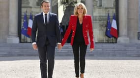 Brigitte et Emmanuel Macron le 6 juillet 2017 à l'Élysée lors du lancement du 4e plan autisme