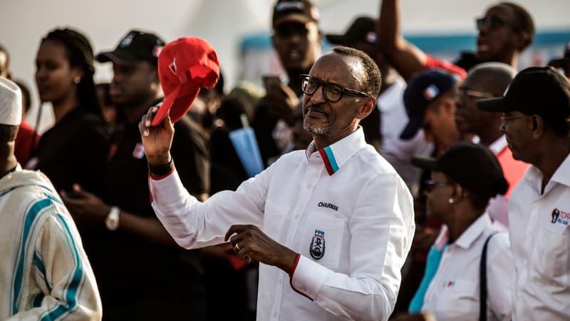 Le président sortant du Rwanda Paul Kagame, lors du dernier meeting de campagne à Kigali, le 4 août 2017.