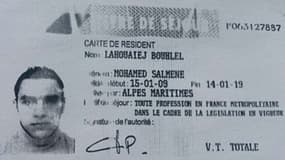 Copie du titre de séjour de Mohamed Lahouaiej Bouhlel, l'auteur de l'attentat au camion-bélier du 14 juillet 2016 à Nice