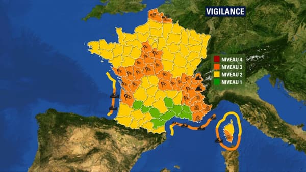 32 départements ont été placés en vigilance orange par Météo-France