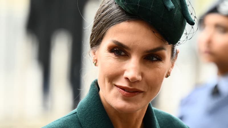 La reine d'Espagne Letizia lors de la cérémonie d'hommage au prince Philip le 29 mars 2022.