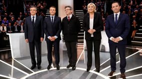 Le cinq candidats du débat diffusé sur TF1 le 20 mars 2017