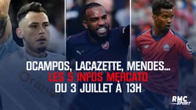 Ocampos, Lacazette, Mendes... Les 5 infos mercato du 3 juillet à 13h