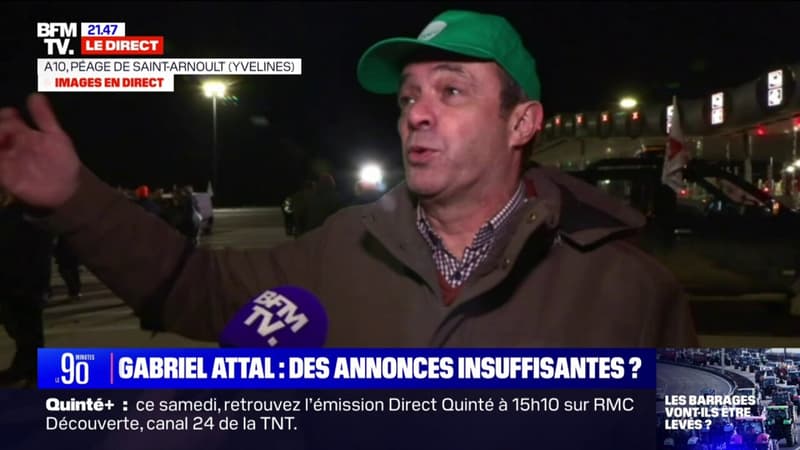 Mobilisation des agriculteurs: les annonces de Gabriel Attal n'ont pas convaincu sur le point de blocage du péage de Saint-Arnoult (Yvelines)