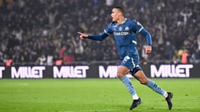 Mason Greenwood célèbre son but lors de Nantes-OM (1-2, L1), le 3 novembre 2024