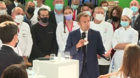 Emmanuel Macron en visite au Sirha, à Lyon.