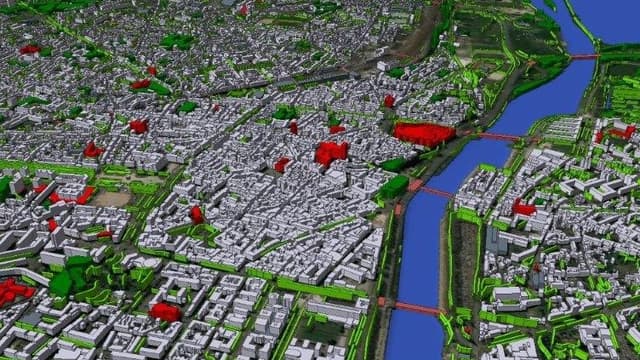 Grâce à une modélisation numérique en 3D de la ville d’Angers, un "jumeau numérique" servira d’outil d’aide à la décision pour gérer le territoire de la métropole 24H/24 7J/7 depuis un centre de supervision.
