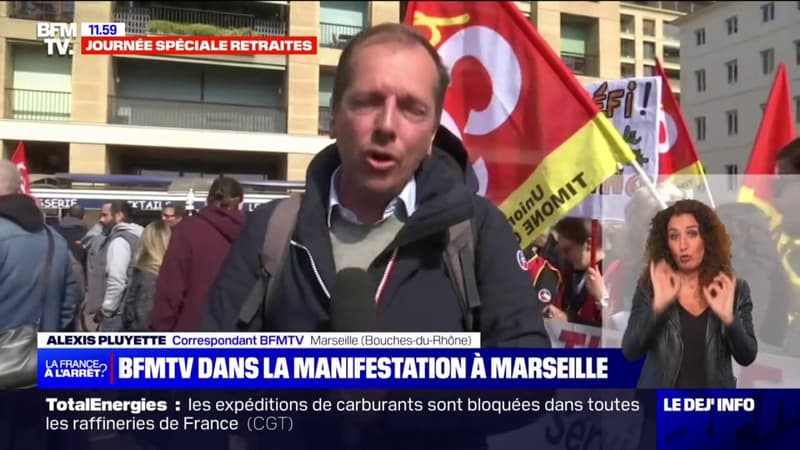 Mobilisation à Marseille: le cortège vient de s'élancer, avec 1h30 de retard