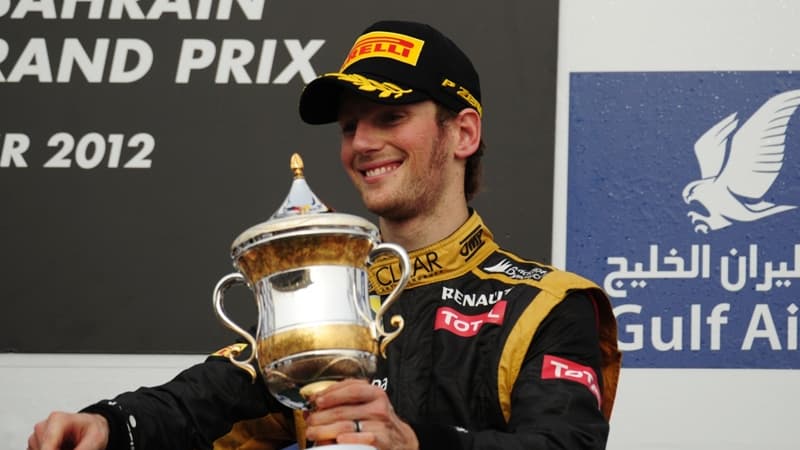 Romain Grosjean sur le podium
