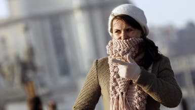 Une femme se protège du froid à Paris, le 1er février 2012 (photo d'illustration)