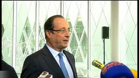 François Hollande réagit à l’annonce de la démission de Benoît XVI à Pierrefitte-sur-Seine le 11 février 2013.