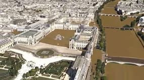 En cas de crue centennale, le Louvre serait sous les eaux, selon cette simulation