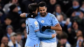 City-Tottenham : la joie de Mahrez, félicité par Bernardo Silva