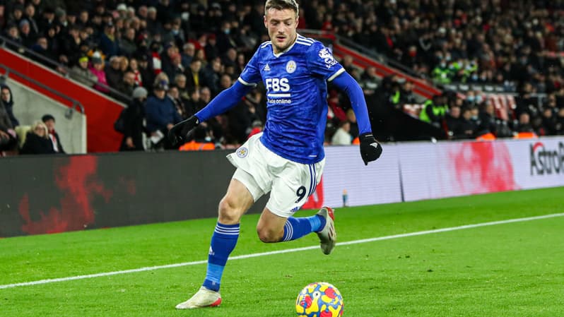 Jamie Vardy avec le maillot de Leicester