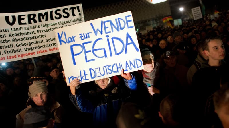 Manifestation du groupe Pegida contre les immigrés à Dresde, le 8 décembre 2014.