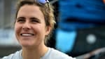 Clarisse Cremer, membre de l'équipage français Imoca LinkedOut, le 29 mai 2021 à Lorient, avant le départ de la course à la voile Ocean Race Europe