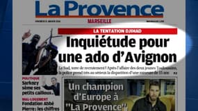 La Une du quotidien régional La Provence révélant le cas de cette lycéenne disparue, vendredi 31 janvier.