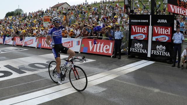 Le coureur français Sylvain Chavanel était arrivé en tête à la Station des Rousses, lors de la 7e étape du Tour de France, en 2010.