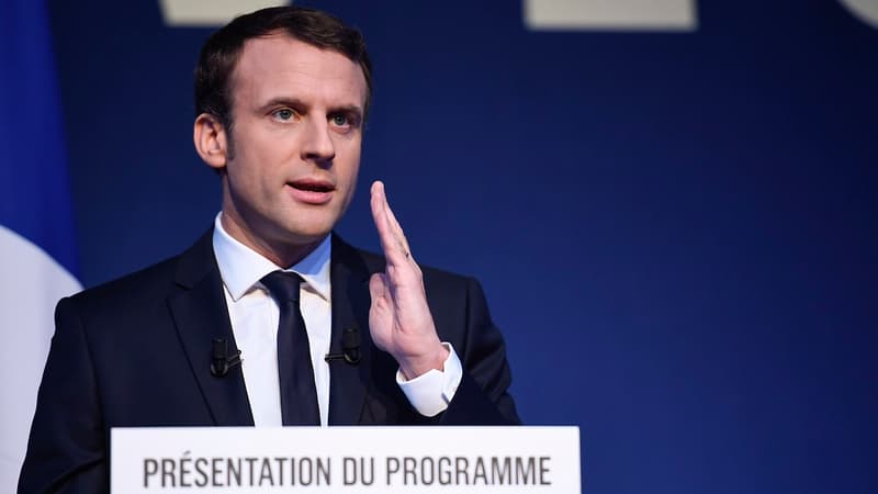 Emmanuel Macron présentant son programme le 2 mars 2017.