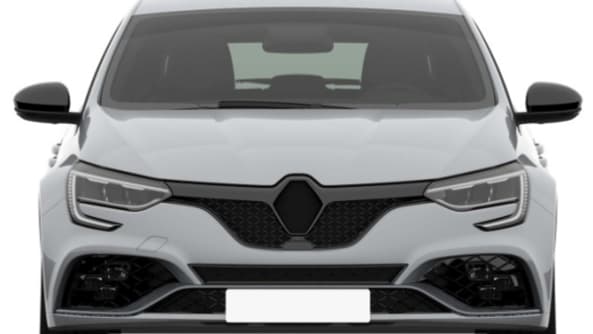 La face avant de la nouvelle Mégane RS, sans logo et avec l'emplacement visible pour l'éclairage à damier