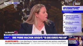 "Prime Macron" élargie: "L'objectif est de permettre à l'entreprise de redistribuer davantage", assure Nadia Hai, vice-présidente du groupe Renaissance à l'Assemblée