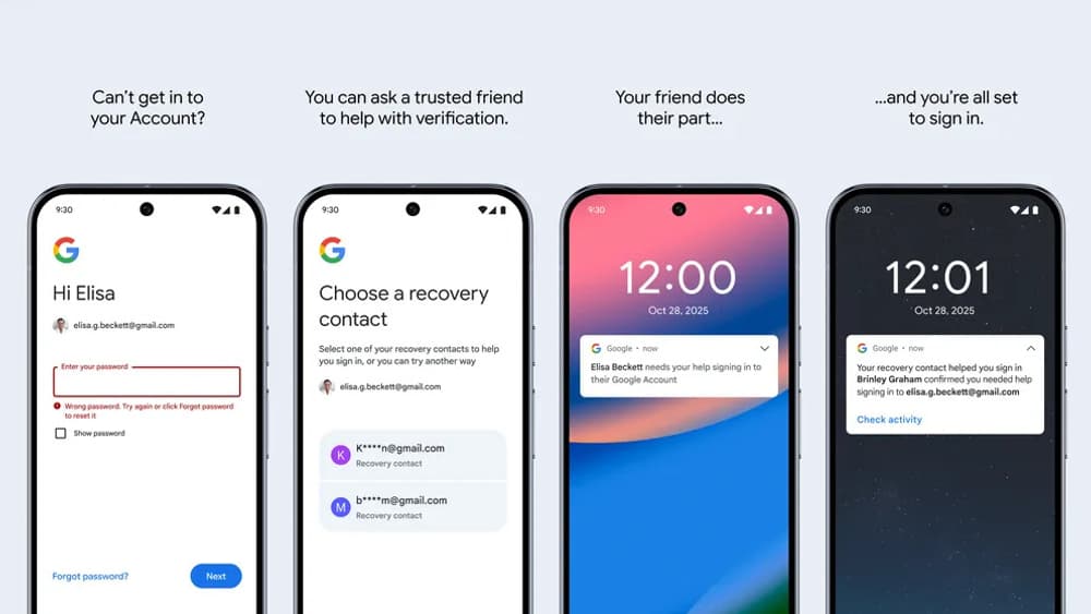 Google permet de désigner des contacts de confiance pour récupérer plus facilement l'accès à son compte. Google permet de désigner des contacts de confiance pour récupérer plus facilement l'accès à son compte.