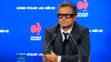 Fabien Galthié en conférence de presse d'après annonce de la liste des Bleus pour la Coupe du monde, août 2023