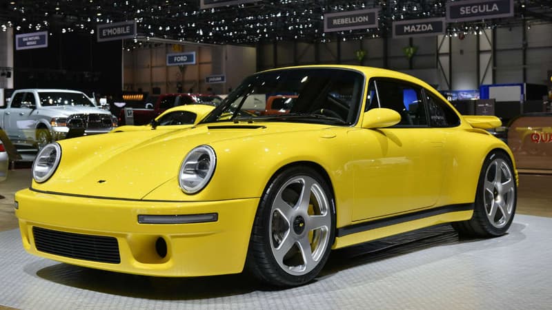 Ce modèle jaune poussin du préparateur RUF est une des sensations de ce 87e salon automobile de Genève.