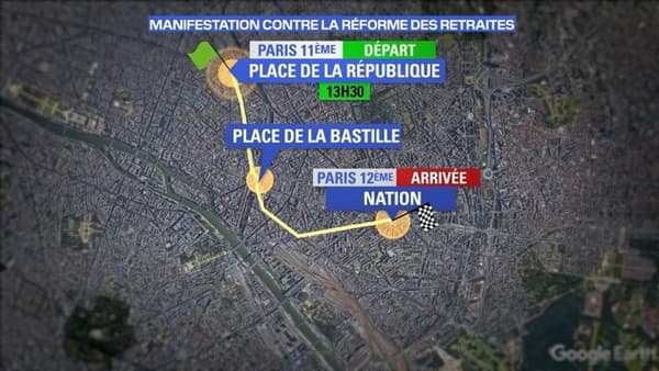 Le parcours de la manifestation ce mardi. Le parcours de la manifestation ce mardi.