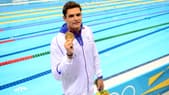 Florent Manaudou avec sa médaille d'or du 50 mètres nage libre à Londres en 2012