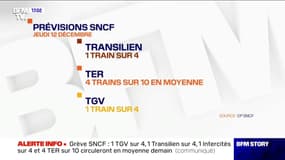 Transports: 1 TGV sur 4 et 4 TER sur 10 en moyenne jeudi