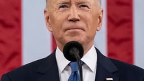 Le président américain Joe Biden lors de son discours sur l'Etat de l'union au Congrès américain, le 1er mars 2022