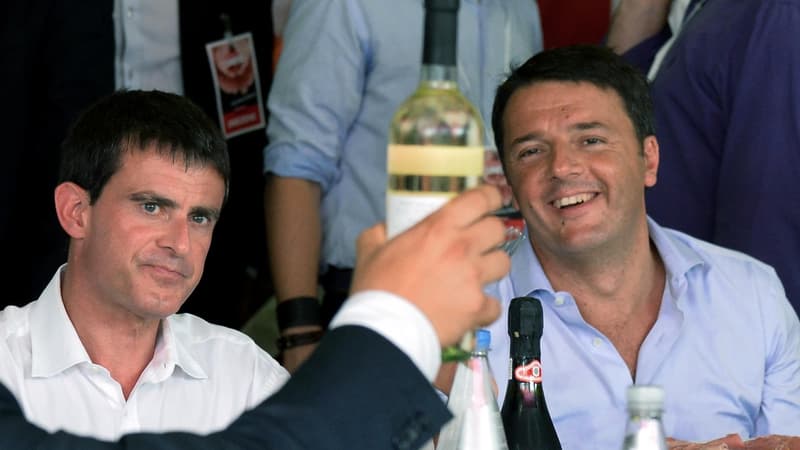 Manuel Valls avec Matteo Renzi à la fête de l'Unita à Bologne