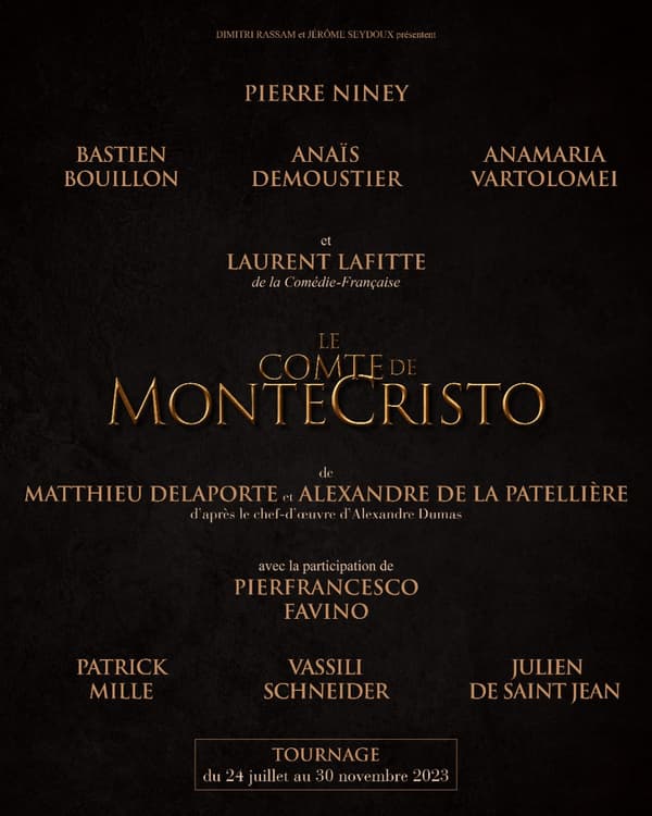 Le casting du "Comte de Monte Cristo", dont le tournage commence le 24 juillet 2023.