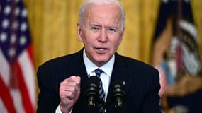 La président américain Joe Biden le 18 mars 2021 à la Maison-Blanche à Washington D.C. .