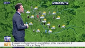 Météo Paris-Ile-de-France du lundi 9 janvier 2017: Pluie faible en fin de matinée et ciel gris en début d'après-midi sur tout le territoire