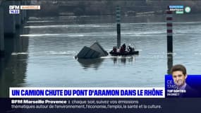 Un camion chute du pont d'Aramon dans le Rhône