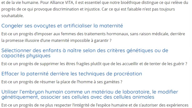 Capture d'écran du site d'Alliance Vite.